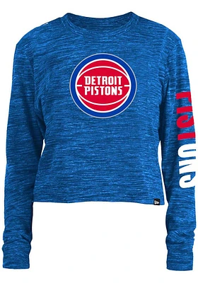 New Era Detroit Pistons Womens Navy Blue Space Dye LS Tee