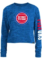 New Era Detroit Pistons Womens Navy Blue Space Dye LS Tee