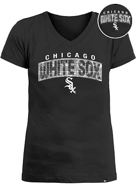 New Era Chicago White Sox Girls Flip Sequin Wordmark Short Sleeve Fashion T-Shirt