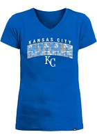 New Era Kansas City Royals Girls Blue Flip Sequin Wordmark Short Sleeve Fashion T-Shirt