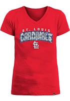 New Era St Louis Cardinals Girls Red Flip Sequin Wordmark Design Short Sleeve Fashion T-Shirt