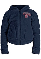 New Era St Louis Cardinals Girls Navy Blue Sherpa Hooded Knit Long Sleeve Full Zip Jacket