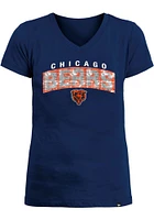 New Era Chicago Bears Girls Navy Blue Flip Sequin Wordmark Short Sleeve Fashion T-Shirt