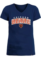 New Era Chicago Bears Girls Navy Blue Flip Sequin Wordmark Short Sleeve Fashion T-Shirt