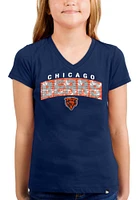 New Era Chicago Bears Girls Navy Blue Flip Sequin Wordmark Short Sleeve Fashion T-Shirt