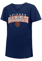 New Era Chicago Bears Girls Navy Blue Flip Sequin Wordmark Short Sleeve Fashion T-Shirt