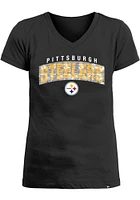 New Era Pittsburgh Steelers Girls Flip Sequin Wordmark Short Sleeve Fashion T-Shirt