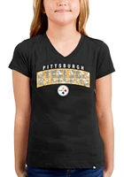 New Era Pittsburgh Steelers Girls Flip Sequin Wordmark Short Sleeve Fashion T-Shirt