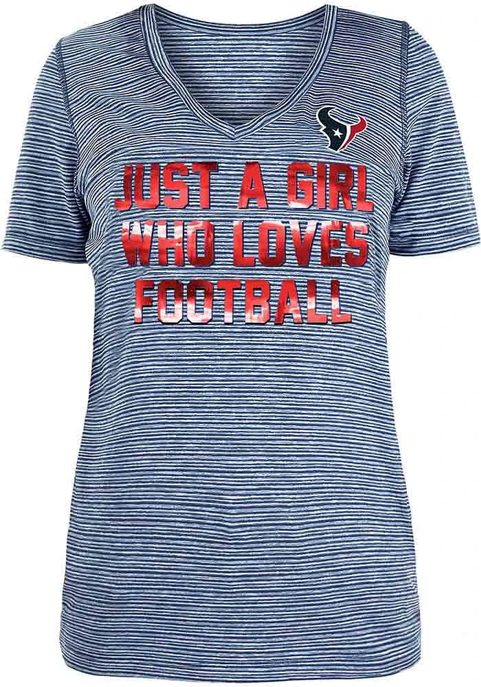 New Era Houston Texans Womens Navy Blue Foil Short Sleeve T-Shirt