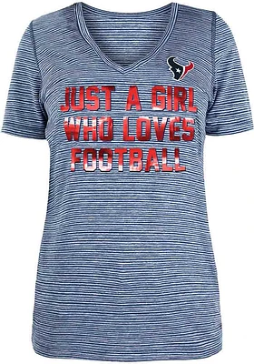 New Era Houston Texans Womens Navy Blue Foil Short Sleeve T-Shirt