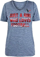 New Era Houston Texans Womens Navy Blue Foil Short Sleeve T-Shirt
