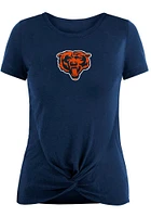 New Era Chicago Bears Womens Navy Blue Front Twist Short Sleeve T-Shirt