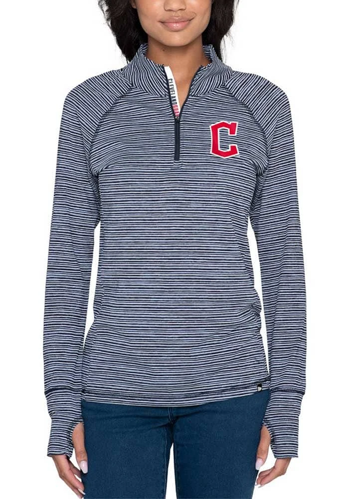 New Era Cleveland Guardians Womens Navy Blue Quarter Qtr Zip Pullover