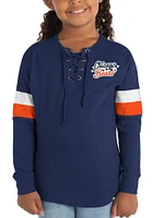 New Era Chicago Bears Girls Navy Blue Lace Up Scoop Neck Long Sleeve T-shirt