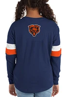 New Era Chicago Bears Girls Navy Blue Lace Up Scoop Neck Long Sleeve T-shirt