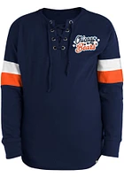 New Era Chicago Bears Girls Navy Blue Lace Up Scoop Neck Long Sleeve T-shirt