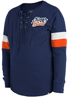 New Era Chicago Bears Girls Navy Blue Lace Up Scoop Neck Long Sleeve T-shirt