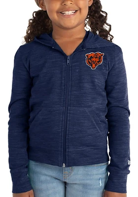 New Era Chicago Bears Girls Navy Blue Reverse Space Dye French Terry Long Sleeve Full Zip Jacket