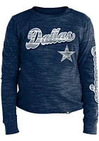 New Era Dallas Cowboys Girls Navy Blue Foil Space Dye Cropped Crew Long Sleeve T-shirt