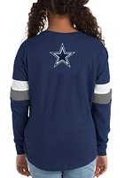 New Era Dallas Cowboys Girls Navy Blue Lace Up Scoop Neck Long Sleeve T-shirt
