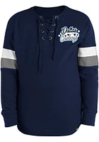 New Era Dallas Cowboys Girls Navy Blue Lace Up Scoop Neck Long Sleeve T-shirt