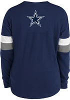 New Era Dallas Cowboys Girls Navy Blue Lace Up Scoop Neck Long Sleeve T-shirt