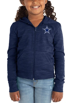 New Era Dallas Cowboys Girls Navy Blue Reverse Space Dye French Terry Long Sleeve Full Zip Jacket