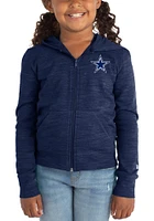 New Era Dallas Cowboys Girls Navy Blue Reverse Space Dye French Terry Long Sleeve Full Zip Jacket