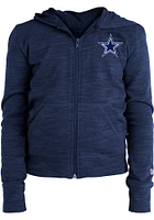 New Era Dallas Cowboys Girls Navy Blue Reverse Space Dye French Terry Long Sleeve Full Zip Jacket