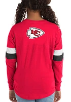 New Era Kansas City Chiefs Girls Red Lace Up Scoop Neck Long Sleeve T-shirt