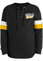 New Era Pittsburgh Steelers Girls Black Lace Up Scoop Neck Long Sleeve T-shirt