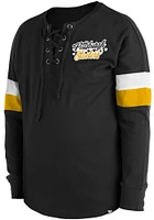 New Era Pittsburgh Steelers Girls Black Lace Up Scoop Neck Long Sleeve T-shirt