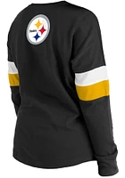 New Era Pittsburgh Steelers Girls Black Lace Up Scoop Neck Long Sleeve T-shirt