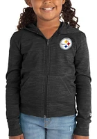 New Era Pittsburgh Steelers Girls Black Reverse Space Dye French Terry Long Sleeve Full Zip Jacket