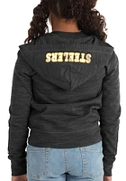 New Era Pittsburgh Steelers Girls Black Reverse Space Dye French Terry Long Sleeve Full Zip Jacket