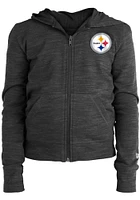 New Era Pittsburgh Steelers Girls Black Reverse Space Dye French Terry Long Sleeve Full Zip Jacket