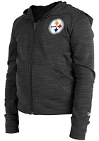 New Era Pittsburgh Steelers Girls Black Reverse Space Dye French Terry Long Sleeve Full Zip Jacket
