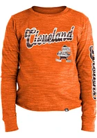 Brownie  New Era Cleveland Browns Girls Orange Foil Space Dye Cropped Crew Retro Long Sleeve T-shi..