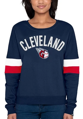 New Era Cleveland Guardians Womens Navy Blue Contrast Crew Sweatshirt