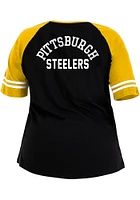 New Era Pittsburgh Steelers Womens Black Lace Up Design Short Sleeve T-Shirt