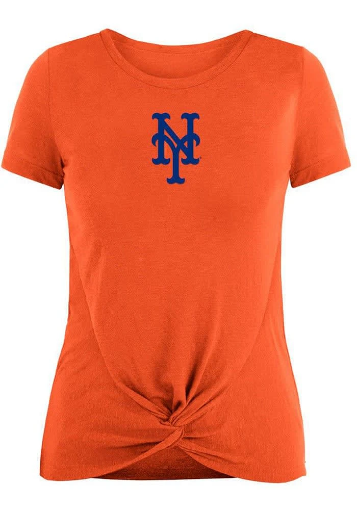 New Era York Mets Womens Orange Front Twist Short Sleeve T-Shirt