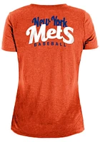New Era York Mets Womens Orange Front Twist Short Sleeve T-Shirt