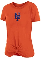 New Era York Mets Womens Orange Front Twist Short Sleeve T-Shirt
