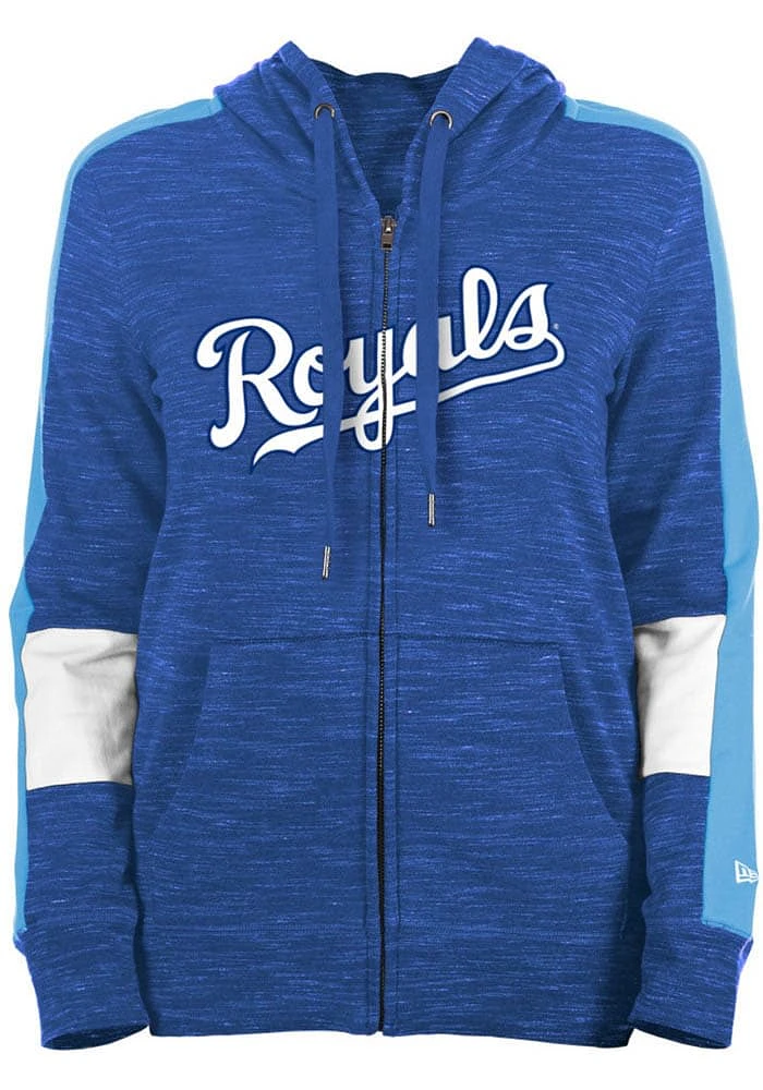 New Era Kansas City Royals Womens Blue French Terry Long Sleeve Full Zip Jacket
