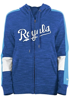 New Era Kansas City Royals Womens Blue French Terry Long Sleeve Full Zip Jacket