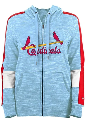 New Era St Louis Cardinals Womens Light Blue French Terry Long Sleeve Full Zip Jacket