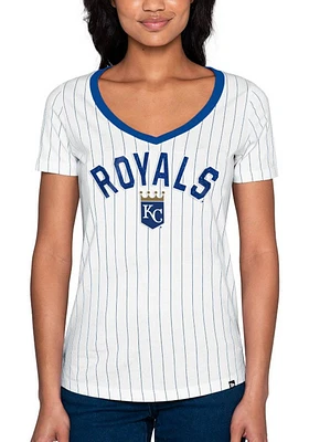 New Era Kansas City Royals Womens White Pinstripe Short Sleeve T-Shirt