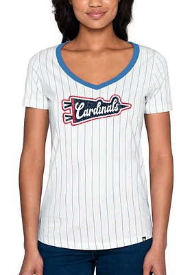 New Era St Louis Cardinals Womens White Pinstripe Short Sleeve T-Shirt
