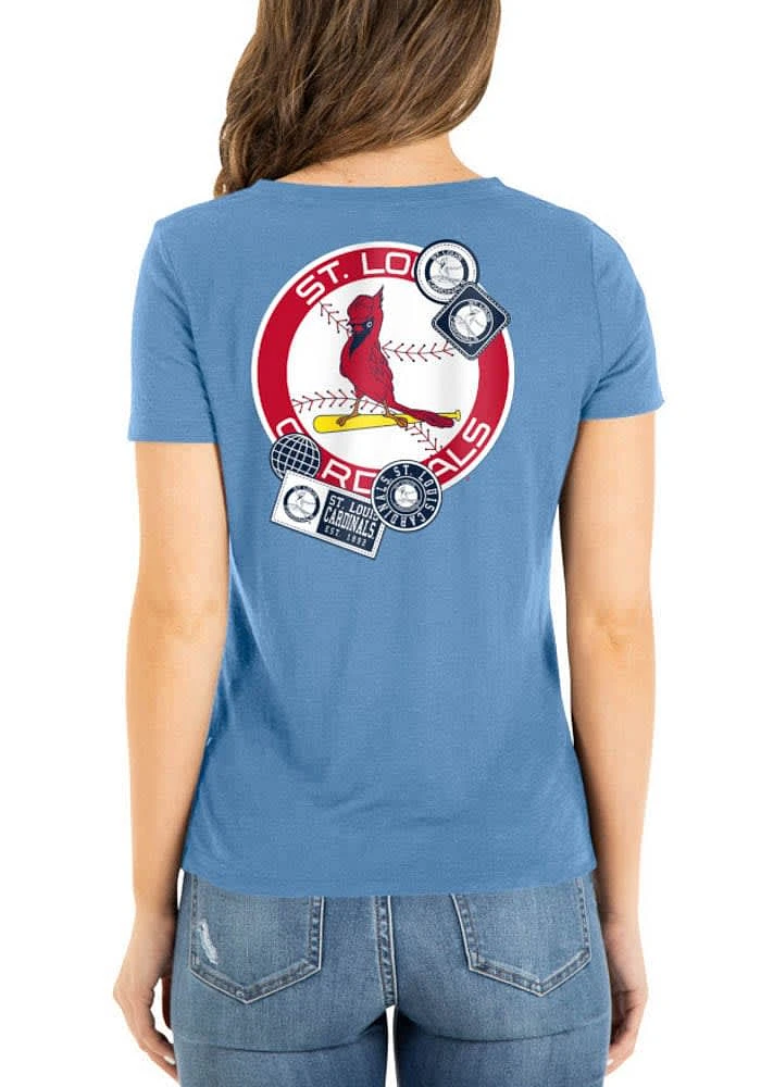 New Era St Louis Cardinals Womens Light Blue Front Knot Short Sleeve T-Shirt