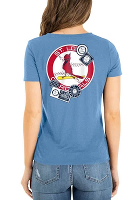 New Era St Louis Cardinals Womens Light Blue Front Knot Short Sleeve T-Shirt